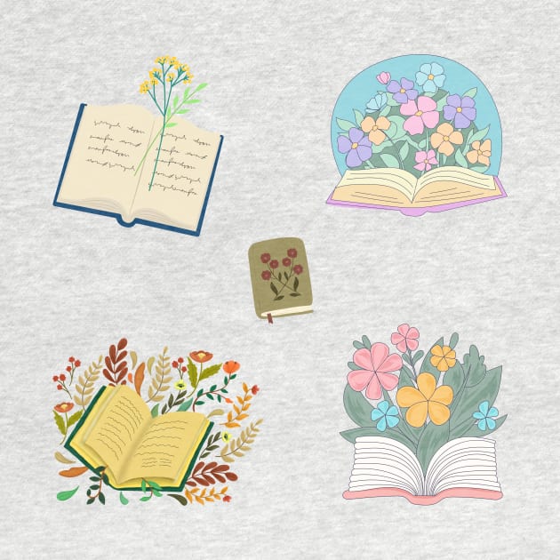 Book with flowers - Green Edition Bookish Pack by medimidoodles